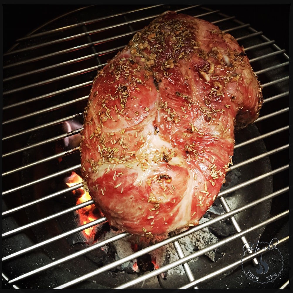 Leg of lamb, being seared