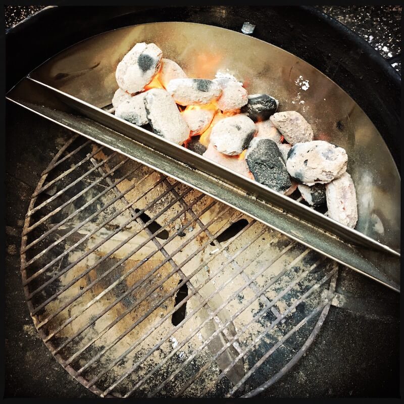 Slow 'N Sear - pour briquettes into the grill