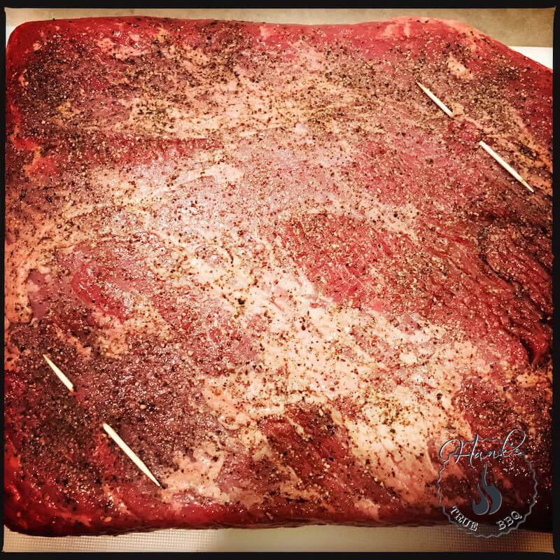 Brisket with rub applied