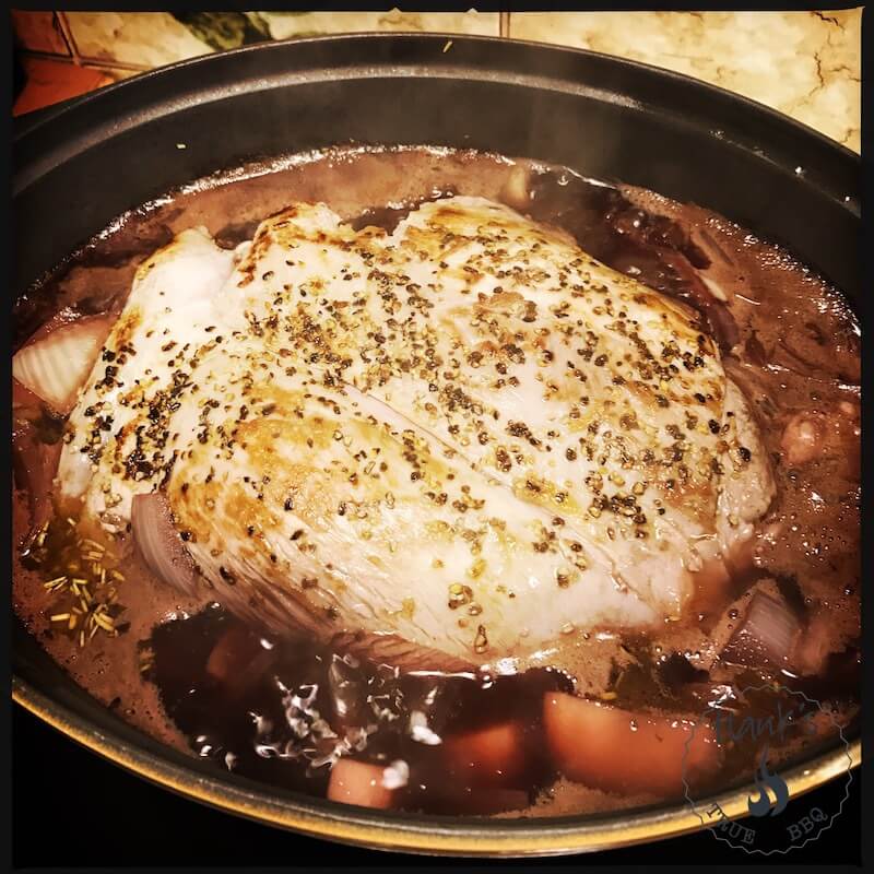 Lamb roast is simmering, all there is left to do is wait.