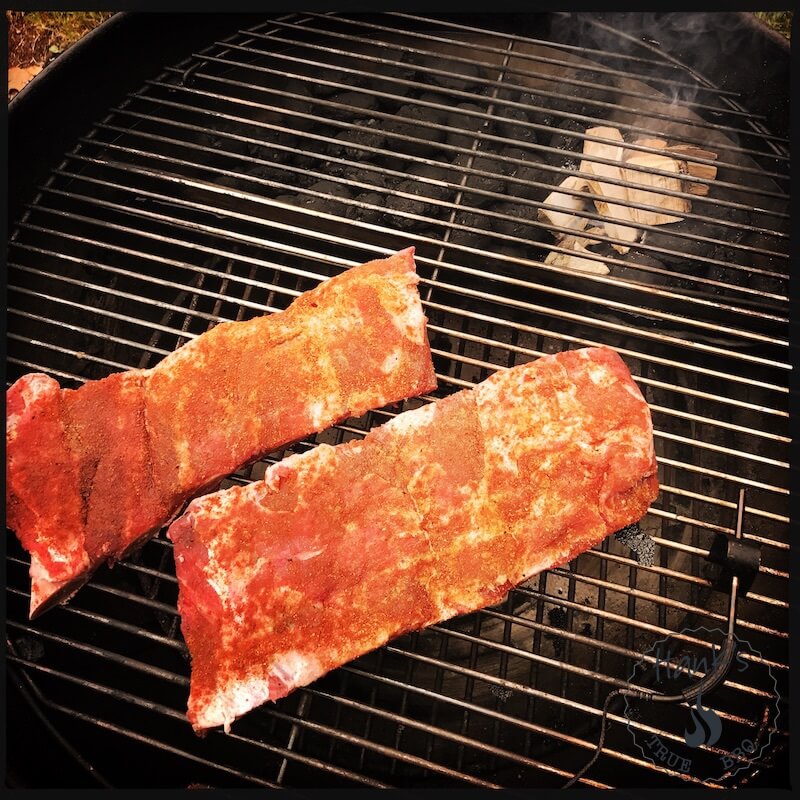 Beef baby back ribs on the grill