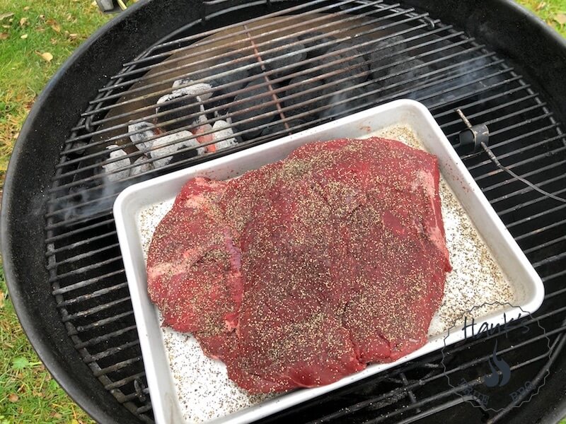 Chuck roast with black pepper applied